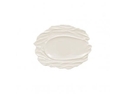 Sketches talíř mělký reliéfní 37 x 27 cm, bílý, porcelán, Repollo, Rak Porcelain,