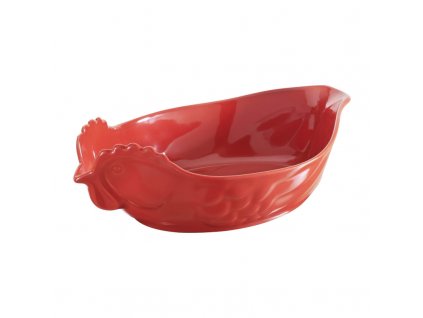 Pekáč na drůbež se slepičí hlavou  34x22x7.5 cm červená, Repollo, Revol,