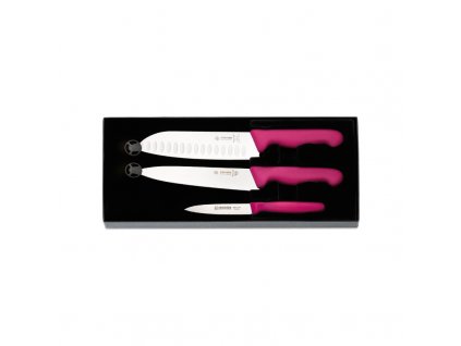 Set nožů, růžový – Santoku, kuchařský, Fresh