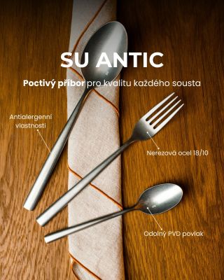 Vaření končí prostřením, ale zážitek začíná prvním soustem. Příbor Su Antic je tiché spojení mezi tím, co jste s láskou...