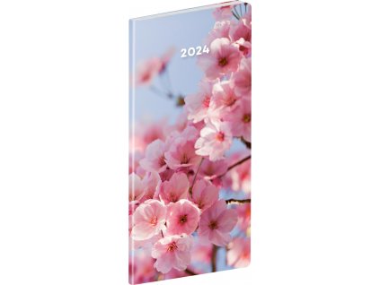 Vreckový diár Kvety 2024, plánovací mesačný, 8 × 18 cm