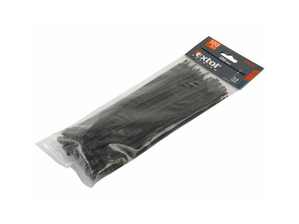 Pásky na vodiče černé, 100x2,5mm, 100ks, NYLON EXTOL-PREMIUM