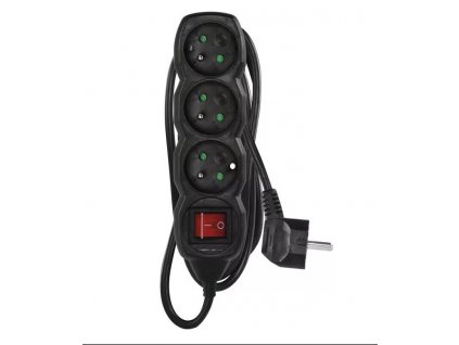 prodluzka cerna 3 zasuvky