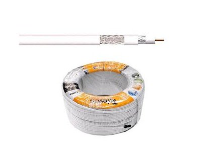 Koaxiální kabel Televes 210601 CXT5, ClassA,5mm, bílý, PVC, vnitřní vodič 0,8mm Cu , metrový prodej