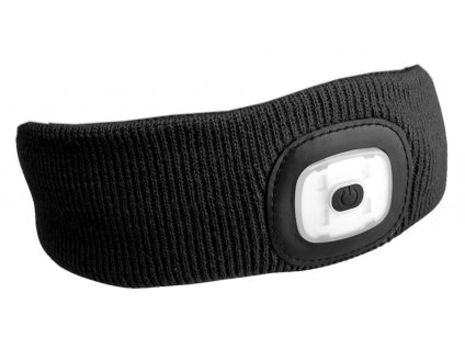 Čelenka s čelovkou 180lm, nabíjecí, USB, univerzální velikost, bavlna/PE, černá SIXTOL