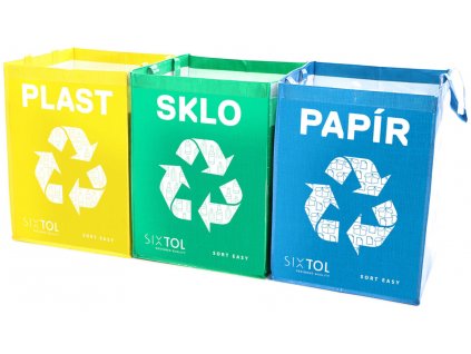 Tašky na tříděný odpad SORT EASY 3 BASIC, 30x30x40 cm, 3 x 36 l, 3 ks SIXTOL