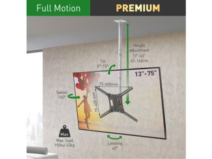 BAR 4500L - stropní teleskopický, až 400x600mm, 43kg, do 75"