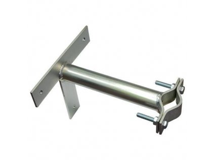 Držák stožáru 42-67mm, 25cm od zdi (s vlnkou a Křížem), zinek Galva