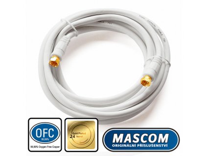 7676-030W Koaxiální satelitní kabel, F-F konektor, 3m, bílý