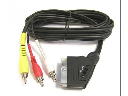 PremiumCord Kabel SCART - 3xCINCH M/M 1.5m in/out přepínač