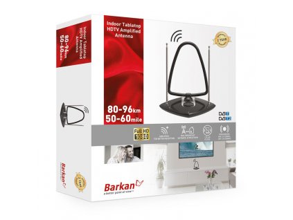 Barkan AB60A, aktivní DVB-T2 anténa, zisk 30dB, regulace, stojánek, kabel
