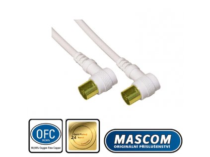Anténní účastnický kabel 1.5m, HDTV, úhlové konektory (90°).