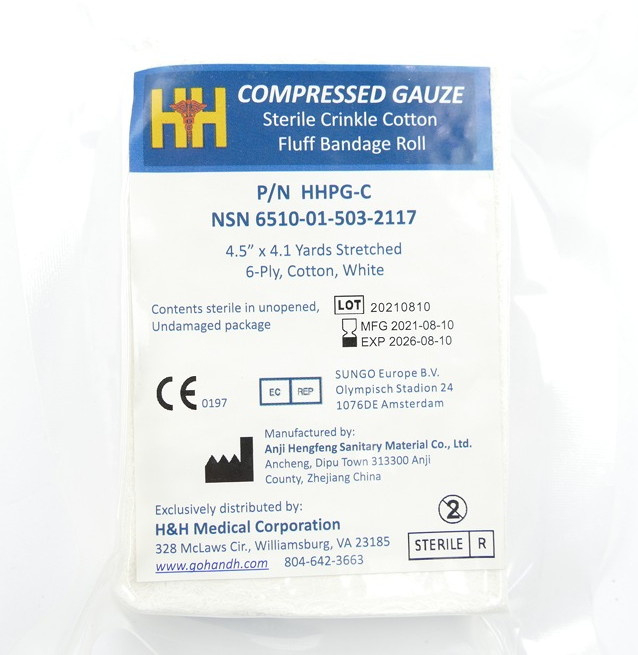 H&H PRIMED COMPRESSED GAUZE BANDAGE