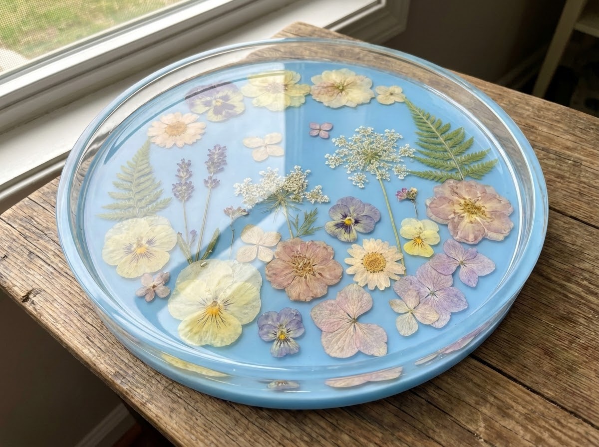 Podnos se sušenými květinami