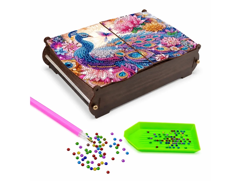 Diamond Painting – Box mit Pfau