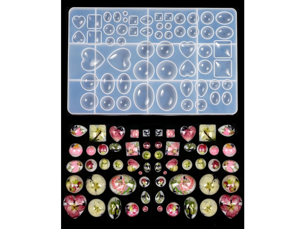 Silikonform – 58 Arten von Cabochons