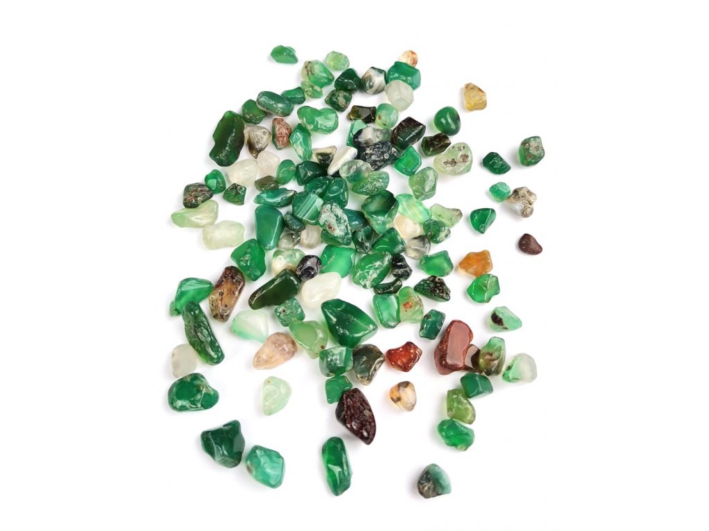 Přírodní tromlované minerály - Zelený chalcedon 3-12 mm