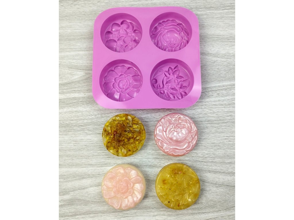 Silikónová forma na výrobu mydla – kvety okrúhle