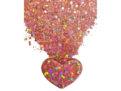 Holographic glitter glitter in resin 10 g - coral