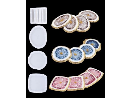 Silicone molds for epoxy resin - a set of coasters with a stand