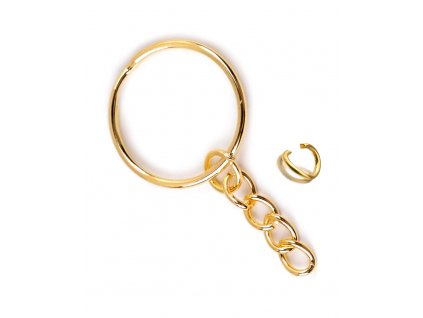 Kroužky na klíče s řetízkem - zlatá barva
