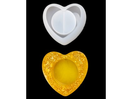 Silicone mold on epoxy resin - heart candlestick