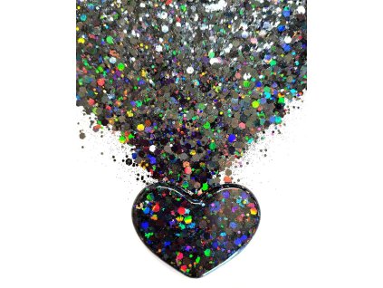 Holografické glitrové trblietky do živice 10 g - čierne