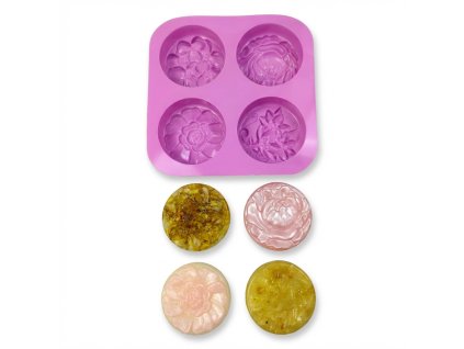Silikonová forma na výrobu mýdla – květy kulaté