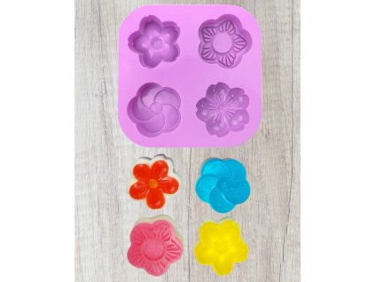 Silikonform zur Seifenherstellung - Blumen 4 Stk