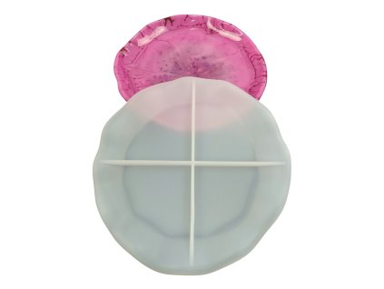 Silicone mold for epoxy resin - round serving plate with wavy edge