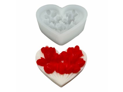 Silikonová forma na výrobu mýdla – srdce s tulipány