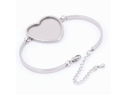 Kovový náramek s lůžkem ve tvaru srdce