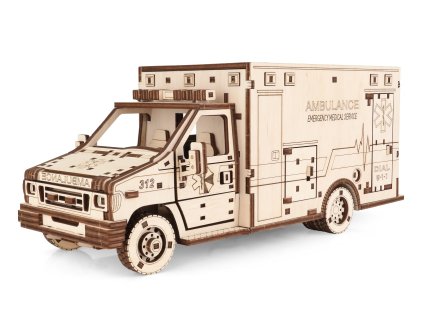 Dřevěná 3D stavebnice — ambulance