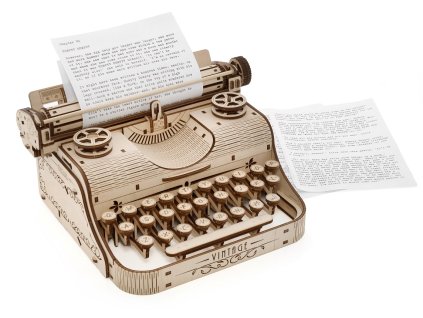 Dřevěná 3D stavebnice — psací stroj