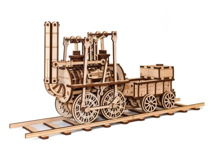 Dřevěná 3D stavebnice — lokomotiva