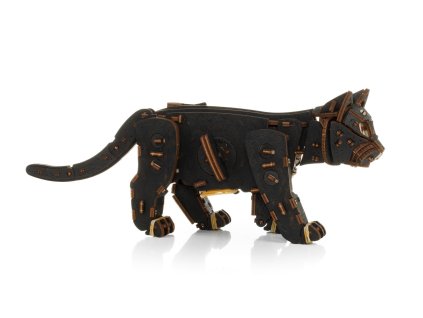 Dřevěná 3D stavebnice — kočka černá