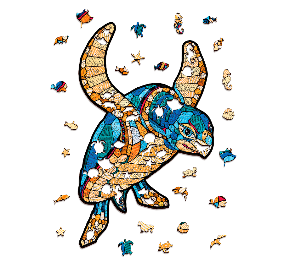 Dřevěné puzzle — želva