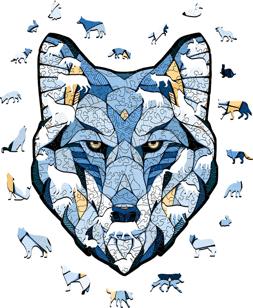 Dřevěné puzzle — vlk