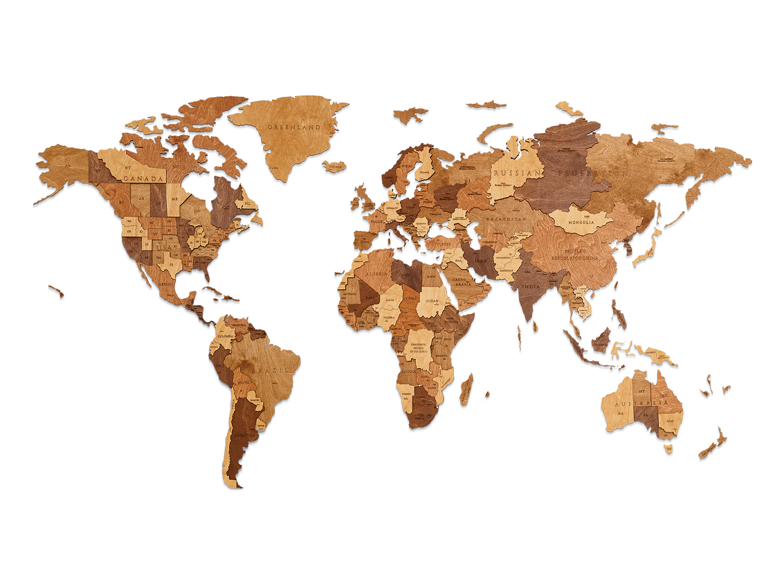 Dřevěné puzzle — mapa světa Choco World Velikost: M
