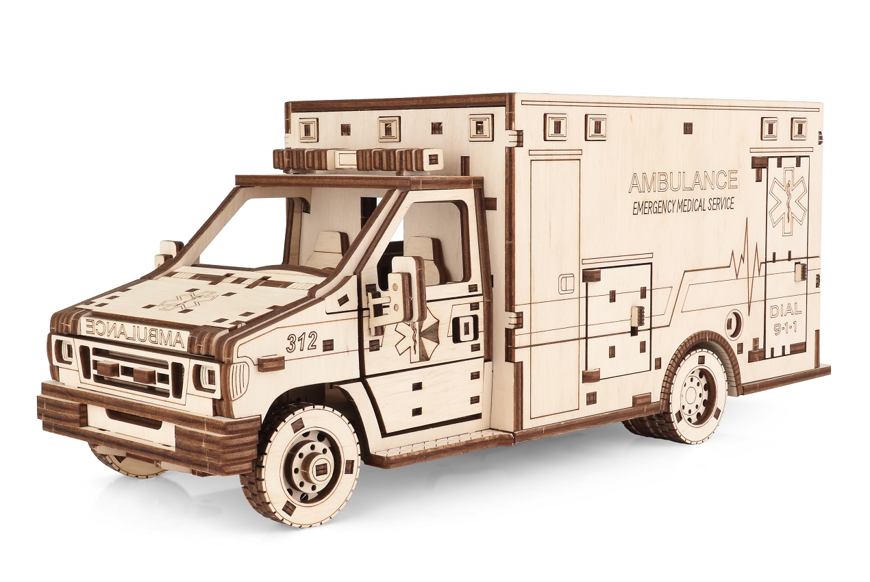 Dřevěná 3D stavebnice — ambulance