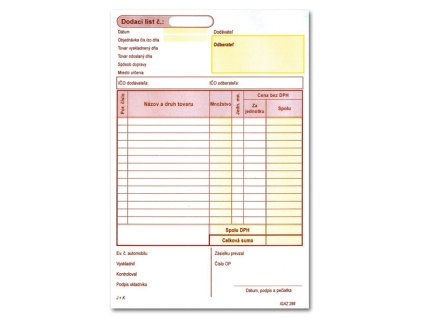 Dodací list A5, dvojfarebný, samoprepis – 100 listov