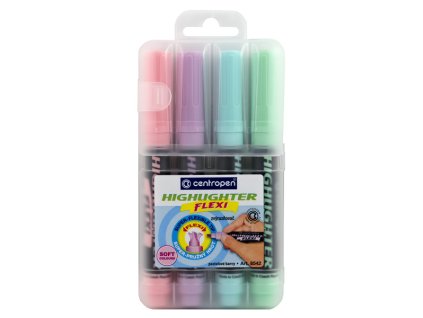 Zvýrazňovač CENTROPEN 8542 HIGHLIGHTER FLEXI SOFT 1-5 mm (bal=4ks) mix farieb