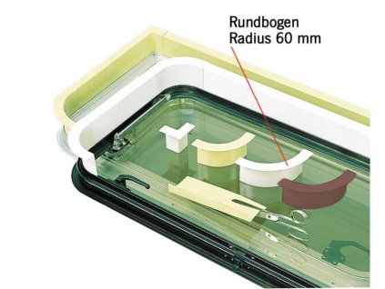 Krycí profil okna, okenního rámu - poloměr kulatého oblouku 60 mm