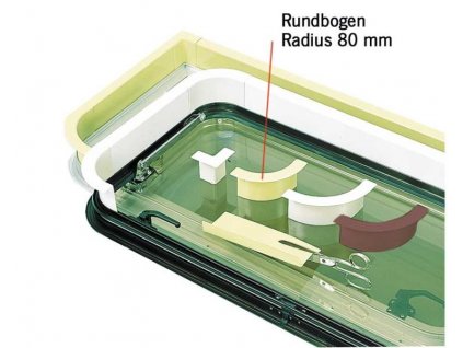 Krycí profil okna, okenního rámu - poloměr kulatého oblouku 80 mm