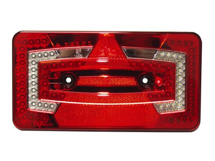 Multifunkční LED svítidlo, 9-32 V, levé červené IP67 s trojúhelníkovým reflektorem