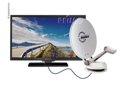 Parabolická anténa 75cm, Twin LNB & alphatronics 24" TV set