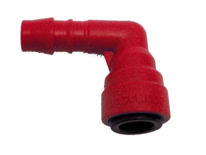 Úhlová přípojka červená pro vodní hadici 10 mm