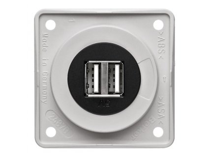 Berker USB nabíjecí zásuvka 12V dvojitá polární bílá-gl., vložka černá