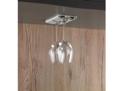 Sada 2 držáků na sklenice na stopce, světle šedá, pro 2-3 sklenice do Ø78 mm