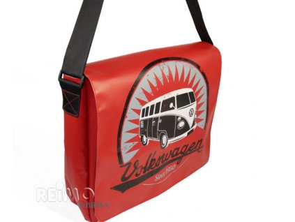 Taška přes rameno z kolekce VW "Bulli", z plachtoviny pro nákladní automobily, 33x40x12cm, červená